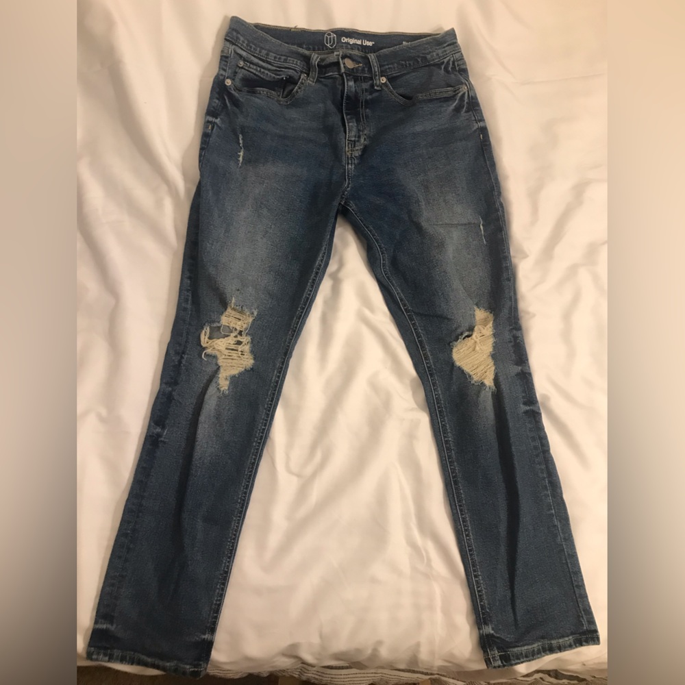 Original Use Distressed Slim Jeans, 30WX30L